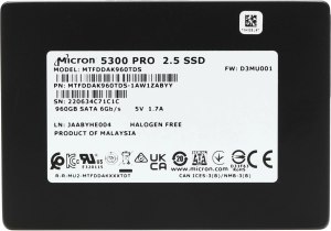 SSD SATA 2.5" 960Gb 6Gb/s 1.5DWPD Micron 5300 PRO < MTFDDAK960TDS-1AW1ZABYY > 