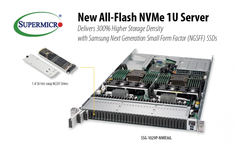 Supermicro анонсировала сервер с флеш-накопителями Samsung NGSFF NVMe