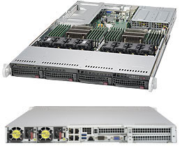 Серверная платформа Supermicro 6018U-TR4T+ <SYS-6018U-TR4T+> - 1U, 2x LGA2011-3, 4x 3.5", 4x10GbE