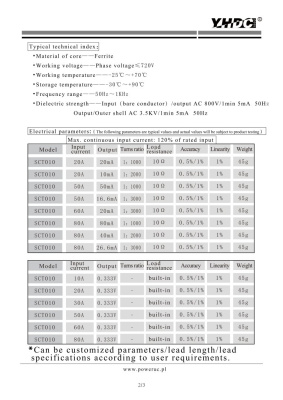 Раздельный трансформатор тока YHDC SCT010